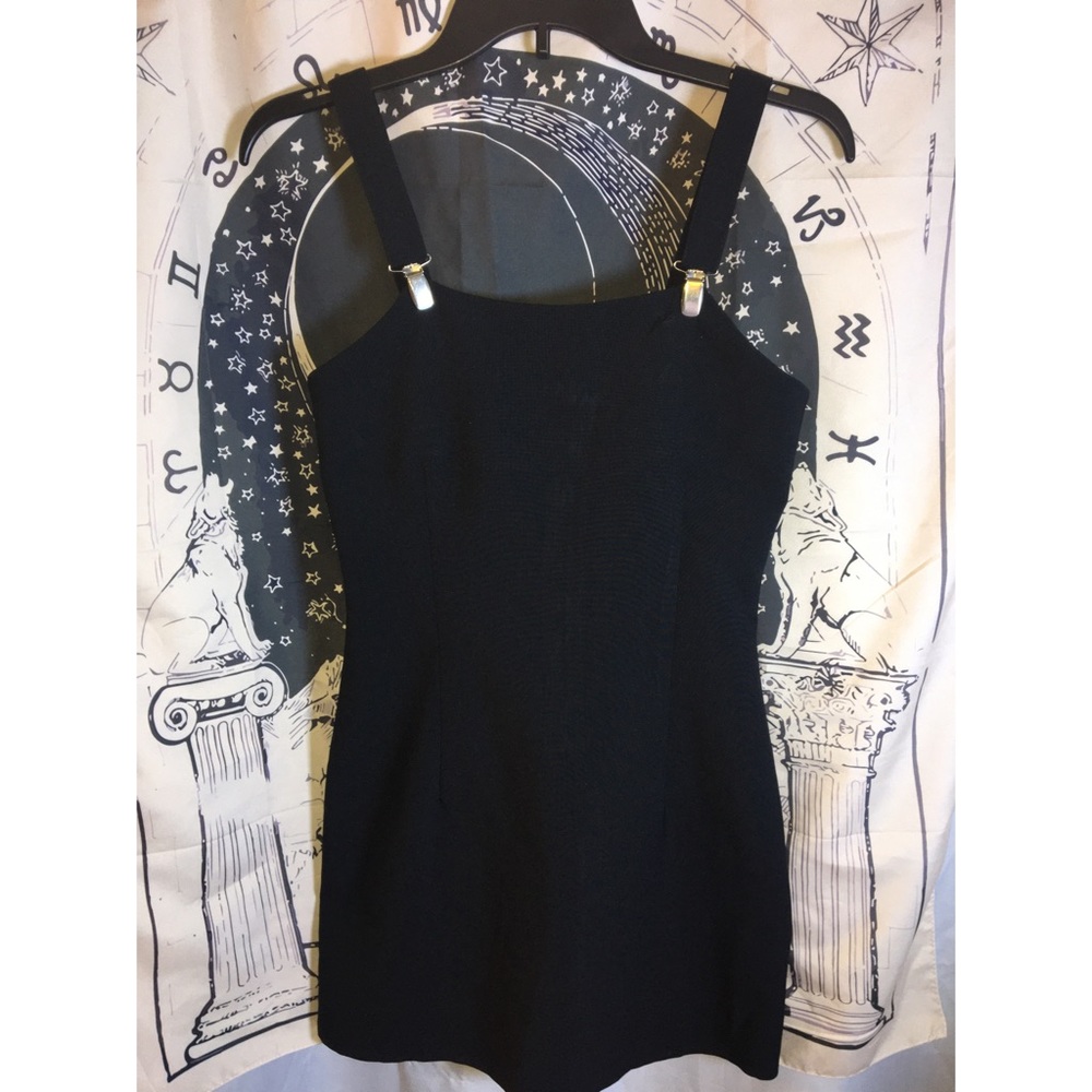 Black Suspender Strap Mini Black Dress